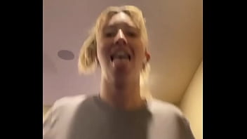A boobed blonde woman filmed herself in a homemade video shoot
